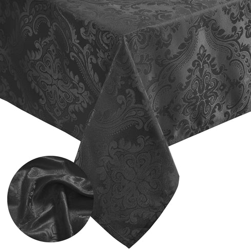 Elrene Home Fashions Caiden Elegance Damask Waterproof, Stain & Wrinkle Resistant Fabric Tablecloth, 52" x 52" Square, Black...