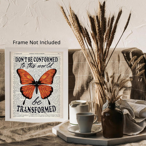 Posterizer 1 pcs-Butterfly Print-Don't be Conformed, be Transformed-Motivational Inspirational Art for Animal Lovers-Gift for book lovers-Living ...