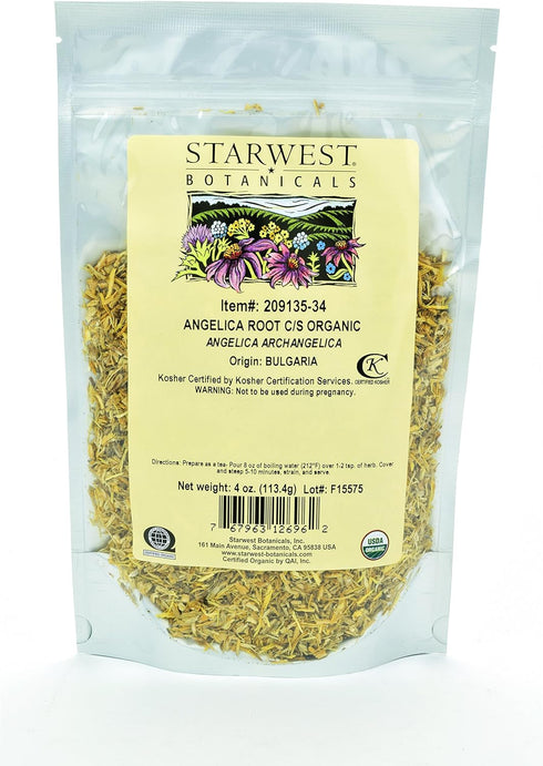 Starwest Botanicals Organic Angelica Root C/S, 4 Ounces...