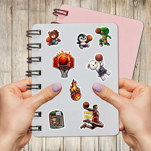Pack 50 PCS Basketball Stickers Print Outdoors Theme Waterproof Vinyl Decals for Men Boys Teens Adults Sports Players Labels Decor Phone Case Wate...