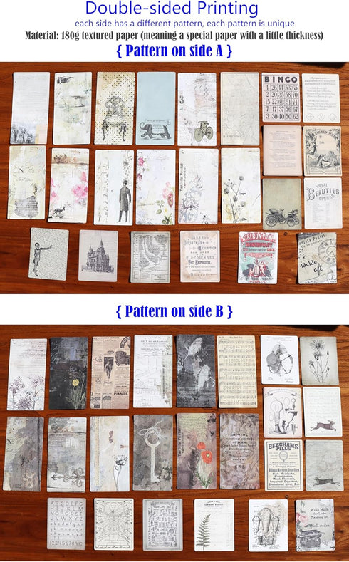 Decoupage Paper for Junk Journal TN Traveler's Notebook by CATaireen Double-Sided Vintage Scrapbook Supplies Linen Paper Bookmark Tag Art Bullet E...