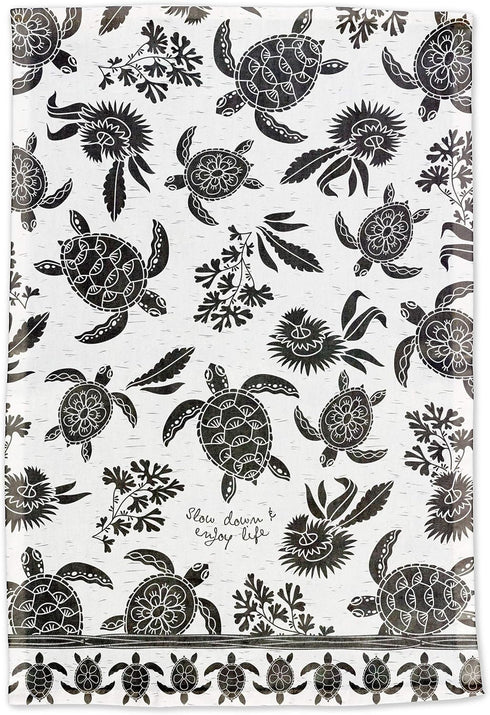 Karma Gifts Black and White Boho Tea Towel,Cotton, Sea Turtle...