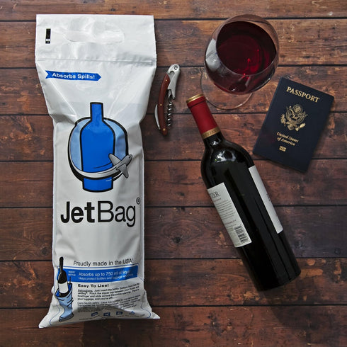 JetBag Travel Wine Bag (Set of 3, Blue Gift Pattern) - The Original Absorbent, Reusable & Protective Wine Bottle Bag - Made in the USA...
