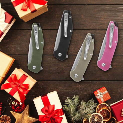 FLISSA Pocket Knife, Folding Tactical Knife with G10 Handle, D2 Blade, Liner Lock, Pocket Clip, EDC Knife for Hiking, Camping, Survival, Indoor an...