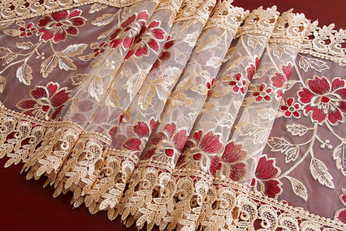 Grelucgo Small Short Burgundy Lace Doily Table Runners Dresser Scarves (13 x 36 inch)...