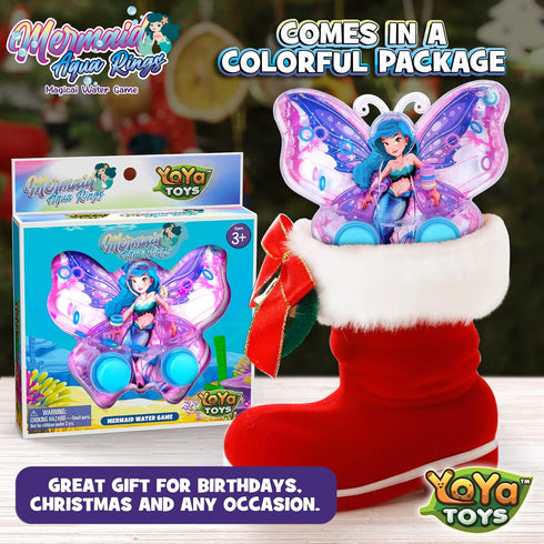 YoYa Toys Mermaid Butterfly Ring Toss Handheld Game - Games for Kids Handheld with Underwater Princess, Classic-Style Retro Game, Portable & Trave...