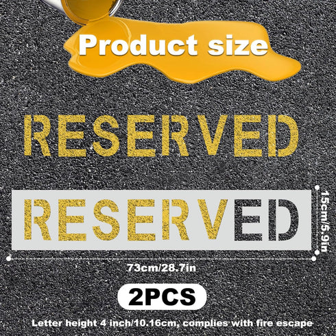 2pcs Reserved Stencil, 28.74x5.9 inch Reserved Parking Sign Spray Painting Letter Stencil Reusable Reserved Template for Parking Lot Concrete Curb...