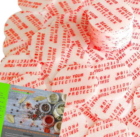 Pressure Sensitive Torque Activated Seals Cap Liners - 48 mm (1.89") -100 PCS -Made in USA- for Glass & Plastic Bottles & Containers - No Inductio...