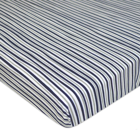 TL Care 2 Pack Fitted Mini Crib Sheet 24" x 38", Soft Breathable Neutral 100% Cotton Jersey Portable Sheet, Funny Stripe and Sport, for Boys and G...
