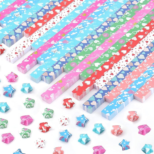 1620 Sheets Origami Star Paper Strips, Loving Heart Star Paper Strips, Lucky Star Paper for Diy Arts Paper Craft Supplies...