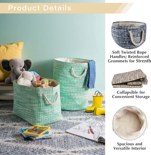 DII, Woven Paper Storage Basket, Collapsible and Convenient, Round, 13.75x13.75x12Tweed Black...