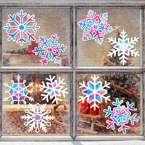 Chinco 18 Pieces Snowflakes Craft Tissue Paper Snowflakes Suncatcher Craft Winter Christmas Craft Window Art Crafts for Kids Classroom DIY Christm...