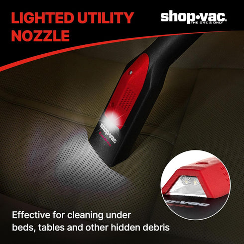Shop-Vac Nozzle Kit with LED Light, 1-1/4" Air Driven Glowing Utility Nozzle for AC Wet Dry Shop Vacuum, 1-1/2" Adaptor Included, No Battery Requi...