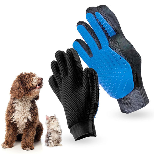 Pet Grooming Glove, Detangles and Cleans Your Pets' Fur by Removing Damaged Fur. Hair Removal and Massage gloves For Dogs and Cats, Removes Knots ...