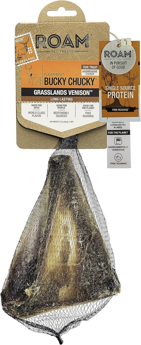 ROAM Pet Treats Bucky Chucky – Grasslands Venison Dog Bone, Single Ingredient, All Natural, Grain-Free, & Gluten-Free...