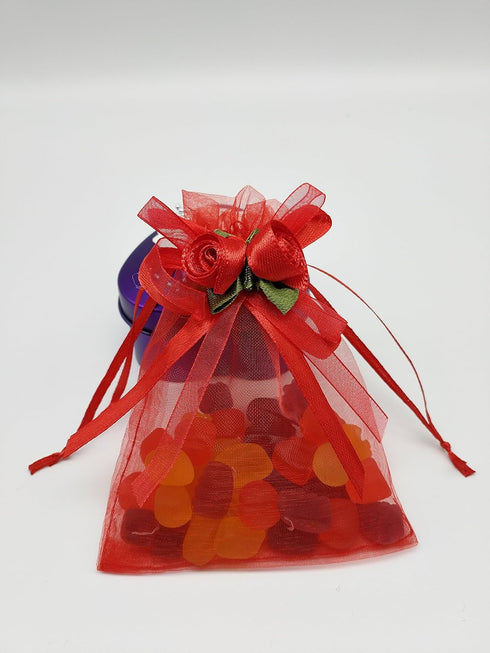 50pcs Sheer Organza Favor Bags for Wedding 3.8x4.8'' Gift Bags Samples Display Drawstring Rose Pouches (hot red)...