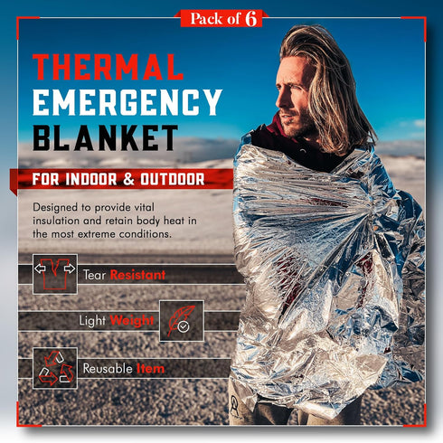 Mart Cobra Emergency Blankets x6 Survival Gear and Equipment Space Blanket Mylar Blankets Thermal Blanket Survival Blanket Survival Kits Emergency...