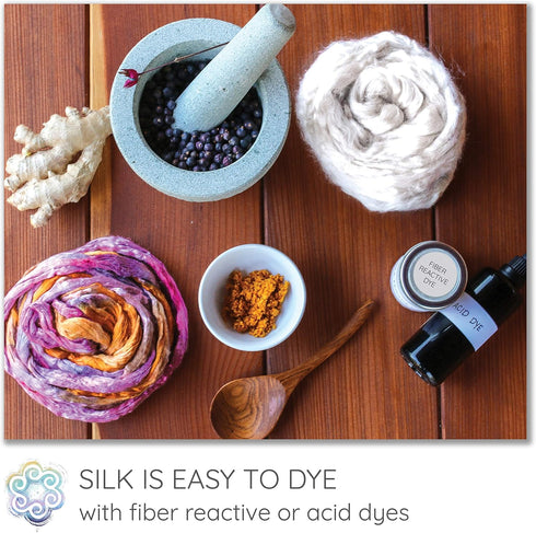 Tussah Silk Fiber for Soap Making, Spinning, Blending, Felting, Dyeing, and Paper Making. Premium Grade Extra Bleached White Combed Top Roving....
