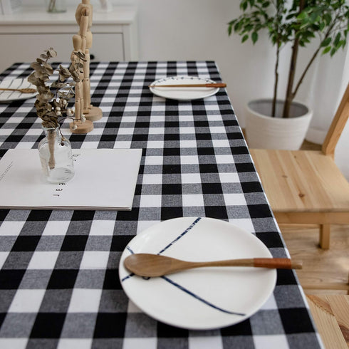 Aquazolax Weights Boho Tableclothes Buffalo Checkered Cloth Tablecloth for Rectangle Tables 6ft Long Black and White Table Cover, 54" x 72", Black...