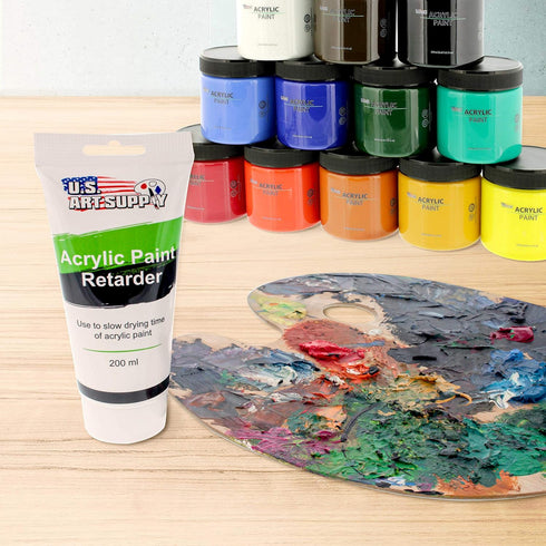 U.S. Art Supply Acrylic Retarder Acrylic Medium, 200ml Tube (6.7 Ounces) - Mixed with Color gives you longer Working Times...