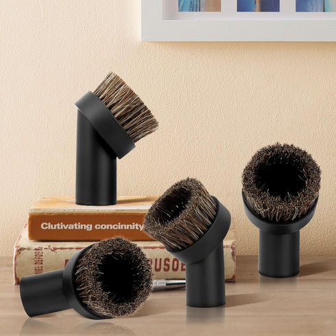 TXIN 4 Pieces Soft Horsehair Bristle Vacuum Attachments Dusting Brush Cleaner Dust Brush, Small Round Corner/Track Cleaning Tools Vacuum Brushes R...