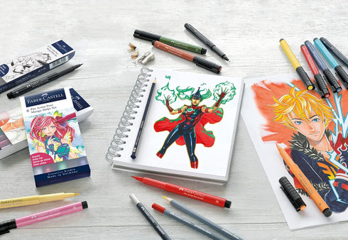 FABER-CASTELL 167132 PITT Artist Manga Drawing Pens, Black, 4-Pack...