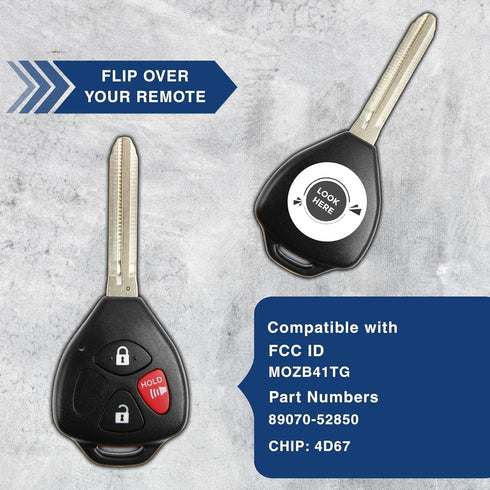 2X KeylessOption Key Fob Replacement for 2005 2006 2007 2008 2009 2010 2011 2012 2013 Scion TC IQ XD Toyota Yaris Remote, 3-Button MOZB41TG, Locks...