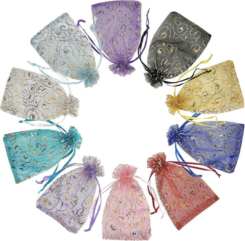 100PCS Small Organza Bags 4x6 inch Mesh Jewelry Bags Drawstring Gift Bag Reusable for Wedding Party Shower Favor Candy Sachet Candle Craft Gift Ba...