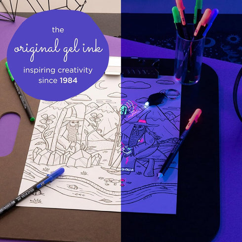 SAKURA Gelly Roll UV Pen - UV Gel Ink Pen - Invisible Ink Pen - With UV Keychain Flashlight - Bold Ink Pen for Art or Drawing - Red, Green & Blue ...