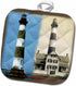 3D Rose Morris Island Lighthouse and Camera Station (Now and Then 1914)" Pot Holder, 8" x 8"...