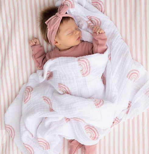 Ely's & Co. Patent Pending Waterproof Bassinet Sheet, No Need for Bassinet Mattress Pad Cover, 2 Pack Mauve Pink Splash & Stripes,for Baby Girl 32...