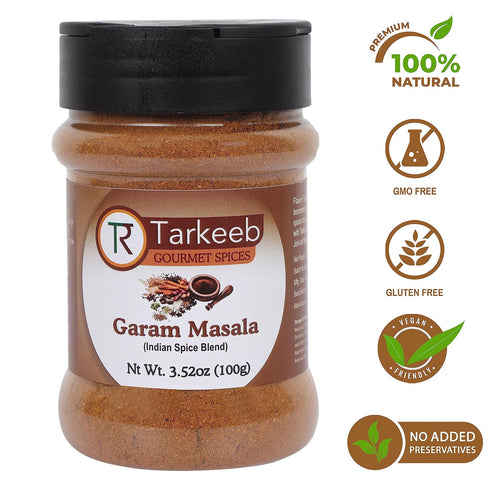 Tarkeeb Garam Masala Indian 15-Spice Blend 3.52 oz (100g) Shaker Top PET Jar ~ All Natural | Vegan | No Colors | Gluten Free | NON-GMO | Indian Or...