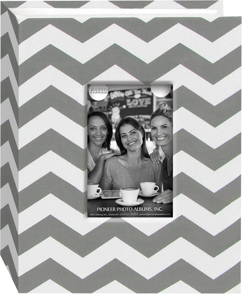 Pioneer Photo Albums CHEV-100 Chevron Fabric Frame Photo Album with 100 Pockets Hold, 4 x 6, Gray/White...