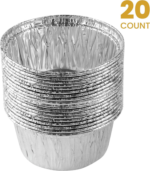 PLASTICPRO 3.5'' Inch Round Ramekins Muffin Cups Tin Foil Cupcake Pans Disposable Aluminum, Freezer & Oven Safe Pack of 20...