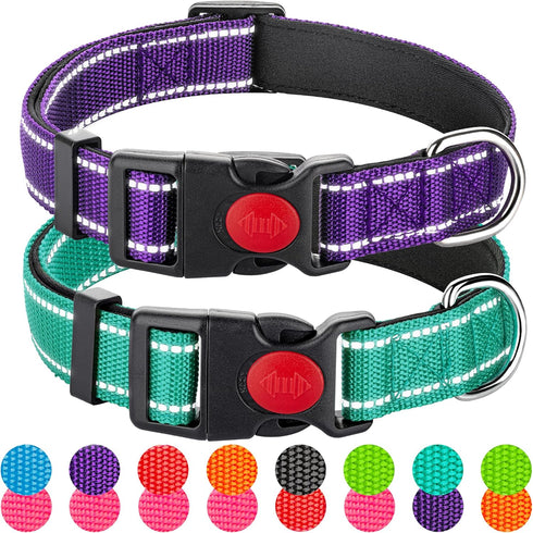 2 Pack Reflective Dog Collar for Small Dogs Girl Boys,Nylon Durable Soft Padded Neoprene Male Female Dog Collars for Medium Puppy Extra Large Dogs...