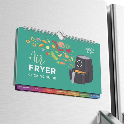Willa Flare Air Fryer Magnetic Cheat Sheet Cooking Times Reference Guide for 80 Foods - Flip Chart and 6 Vinyl Decal Stickers | Perfectly Fry Fami...