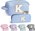 Makeup Bag for Women - Monogram Cute Initial Blue Makeup Bag Cosmetic Toiletry Pouch Make Up Case for Women Her Best Friend Friendship Sister Teac...