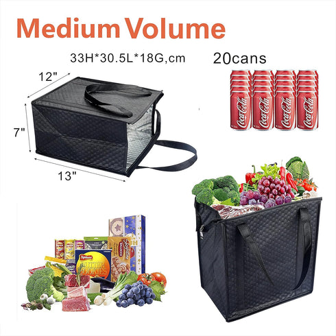 2PCS Refrigerator Grocery Bag,Cooler Bag,Zipper,Black,Blue...