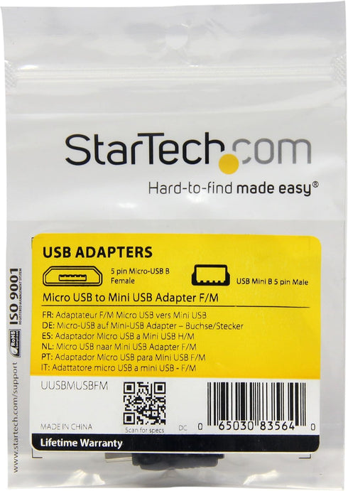 StarTech.com Micro USB to Mini USB 2.0 Adapter - Micro USB (f) to Mini USB (m) (UUSBMUSBFM) Black...