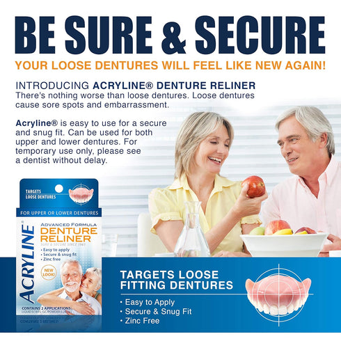Advanced Formula Denture Reliner - Refit and Tighten Dentures/for Both Upper & Lower Dentures/Easy Application...