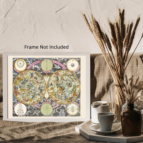 Posterizer 1 pcs-Celestial Hemisphere Map by G.C. Eimmart, 1710-Astrology & Zodiac Art-Astronomy & Celestial Art-Gift for Steampunk and Astrology ...