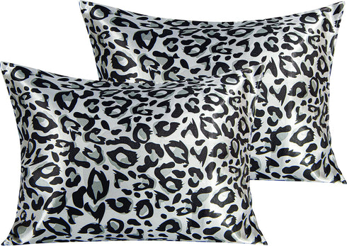 NTBAY 2 Pack Satin Standard Pillowcases for Hair and Skin, Luxurious and Silky Leopard Printed Pillow Cases with Envelope Closure, 20x26 Inches, B...