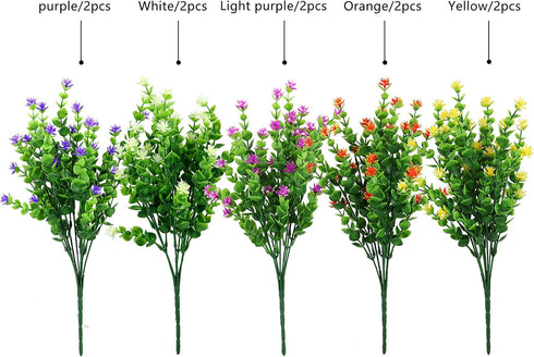 10 Pcs Artificial Flowers, Fake Outdoor Flowers UV Resistant, Lifelike Plastic Flowers for Indoor Outdoors Home Office Garden Wedding Sidewalk Tri...