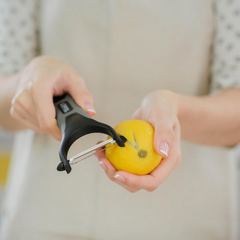 Peeler for Potato Vegetable Orange - Heavy Duty Double Sided Dual Purpose Non Slip Grip Apple Fruit Y Shaped with Ultra Sharp Stainless Steel Stra...