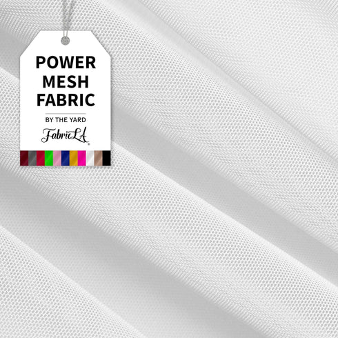 Power Mesh Fabric | 4-Way Stretch Nylon Mesh Fabric | Lightweight Sheer Nylon Spandex Stretch Mesh Fabric | 1 Yard Mesh | 60" inch Wide | White...