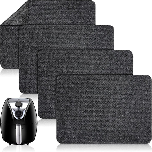 4 Pcs Heat Resistant Mat for Air Fryer Kitchen Countertop Heat Protector Mat Kitchen Appliance Mats Non Slip Heat Proof Mat Non Stick Black Coffee...
