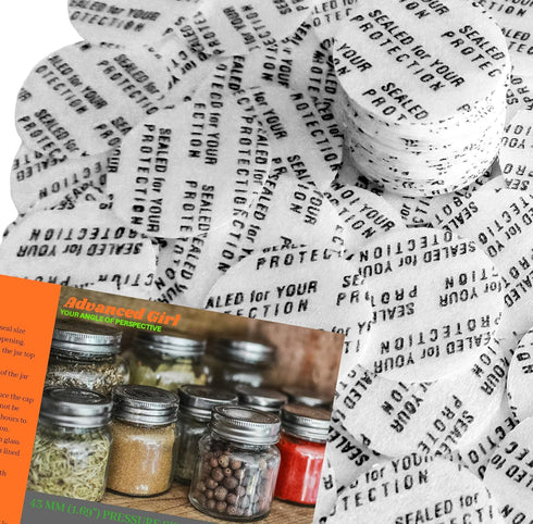 Pressure Sensitive Torque Activated Seals Cap Liners - 43mm (1.69") -200 PCS -Made in USA- for Glass & Plastic Bottles & Containers - No Induction...