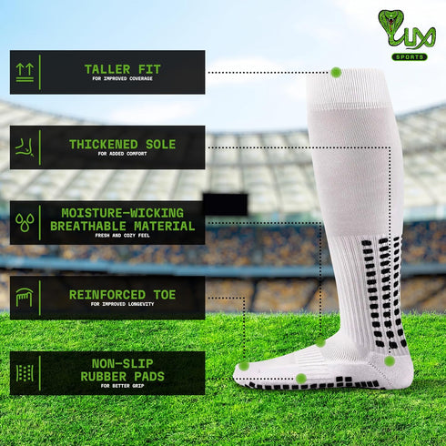 LUX Anti Slip Soccer Knee Socks,Non Slip Football/Basketball/Hockey Sports Grip Socks...