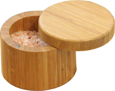 Round Bamboo Salt Box Eco-Friendly, 100% Organic bamboo, Professional-Grade,The best salt storage container on the market....