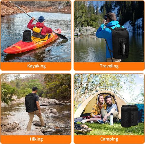 Desoto 20L Waterproof Lightweight Packable Daypacks, Hiking Small Backpack, PU5000mm for Travel Outdoor, Foldable Dry Bags for Adult Males and Fem...